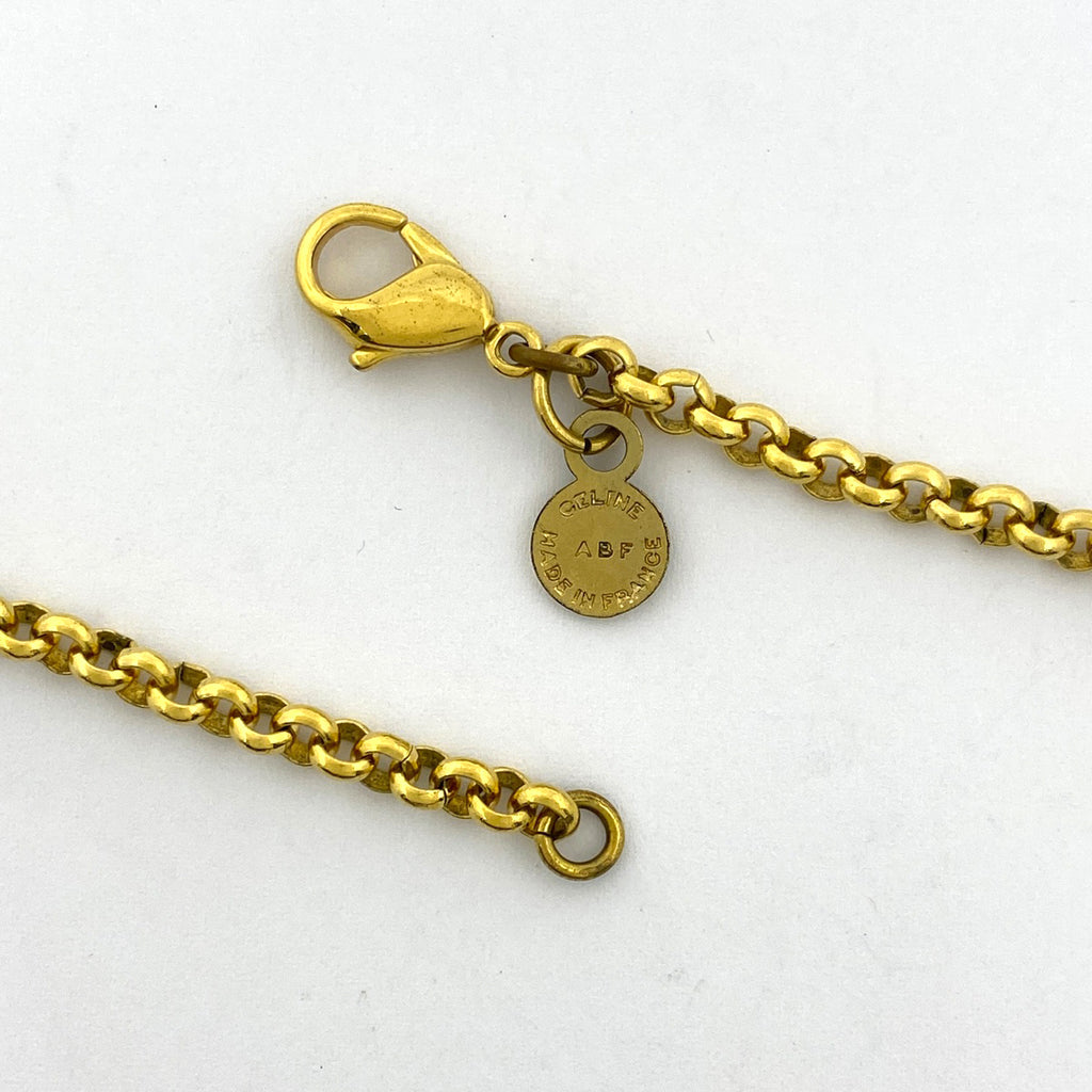 セリーヌ ロゴ フェイクパール ネックレス GP ゴールド レディース 【中古】bracc