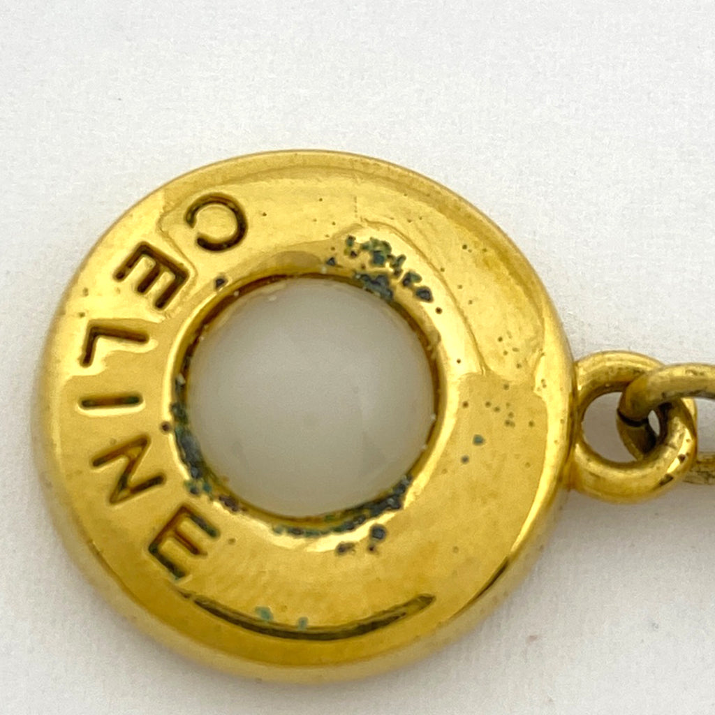 セリーヌ ロゴ フェイクパール ネックレス GP ゴールド レディース 【中古】bracc