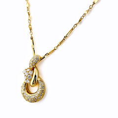 メレダイヤ デザインネックレス YG イエローゴールド ペンダント ネックレス K18 ダイヤモンド レディース 【中古】nbjwl