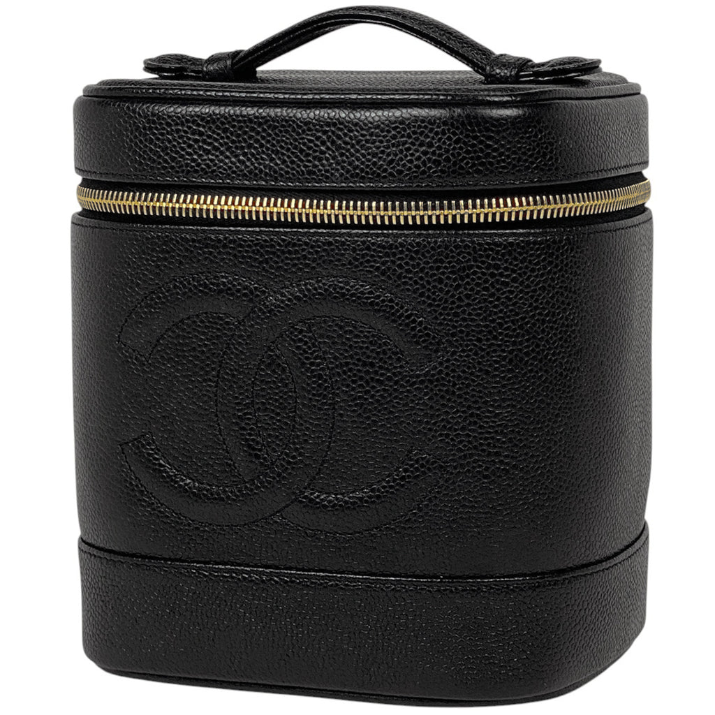 シャネル ココマーク バニティバッグ コスメ メイク 小物入れ 化粧ポーチ キャビアスキン ブラック A01998 レディース 【中古】brbag