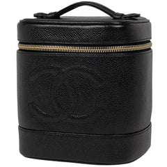 シャネル ココマーク バニティバッグ コスメ メイク 小物入れ 化粧ポーチ キャビアスキン ブラック A01998 レディース 【中古】brbag