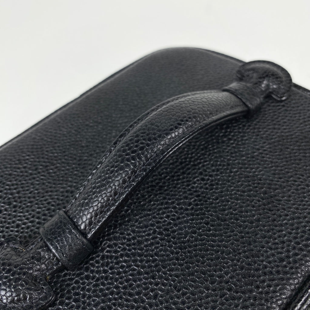 シャネル ココマーク バニティバッグ コスメ メイク 小物入れ 化粧ポーチ キャビアスキン ブラック A01998 レディース 【中古】brbag