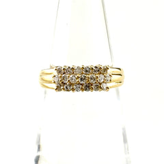 メレダイヤ デザインリング YG イエローゴールド 指輪 リング 11号 K18 ダイヤモンド レディース ノンブランドジュエリー 【中古】nbjwl