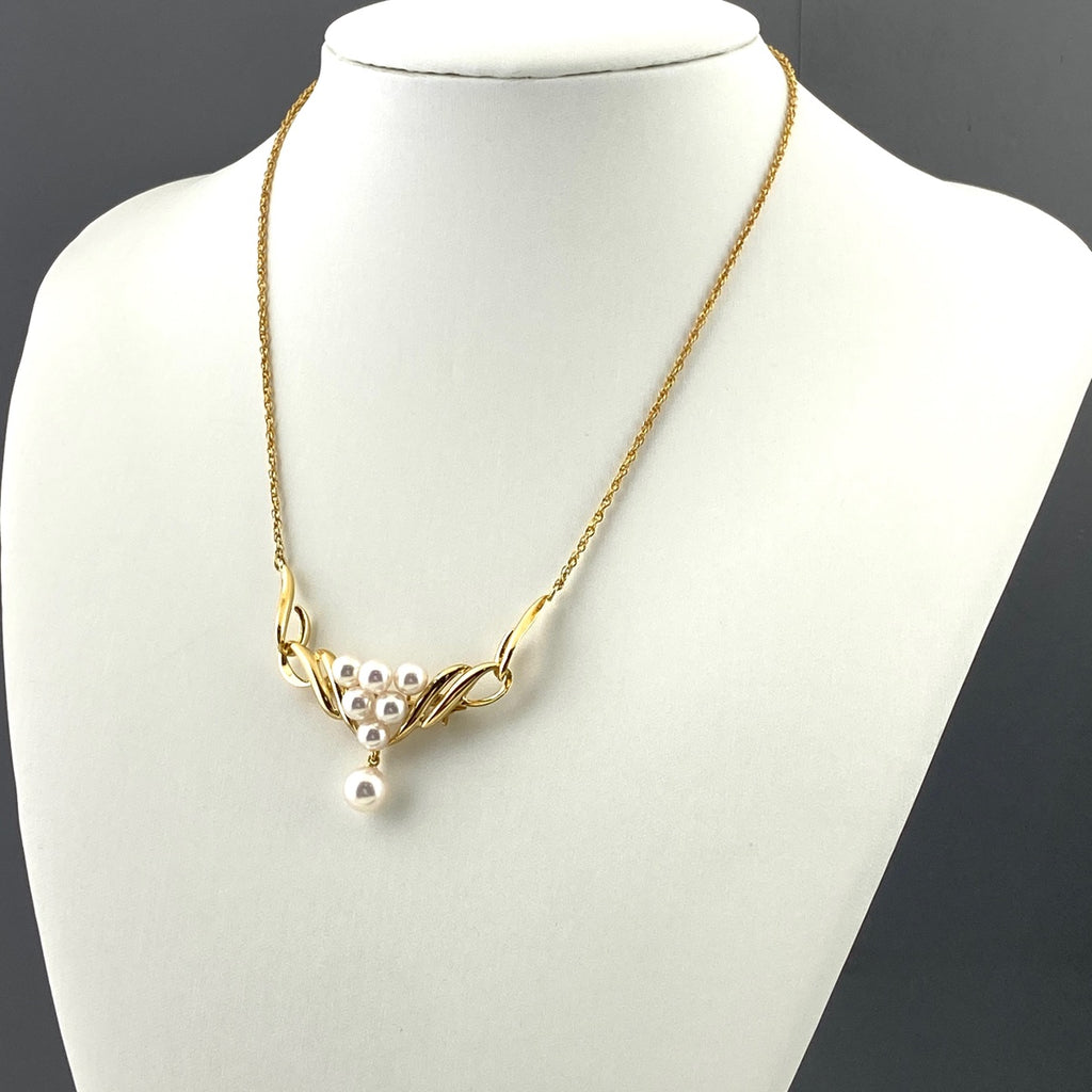タサキ パール デザインネックレス YG イエローゴールド ペンダント 真珠 ネックレス K18 パール レディース 【中古】brjwl