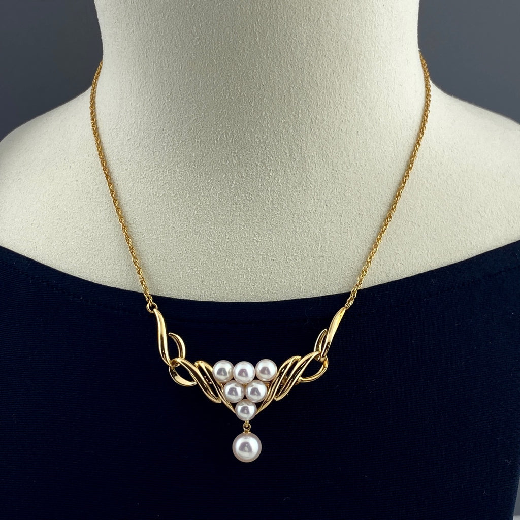 タサキ パール デザインネックレス YG イエローゴールド ペンダント 真珠 ネックレス K18 パール レディース 【中古】brjwl
