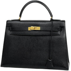 エルメス ケリー 32 外縫い 2WAY ショルダーバッグ ハンドバッグ アルデンヌ ブラック 〇Y レディース 【中古】brbag