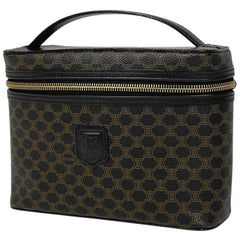 セリーヌ マカダム柄 バニティ バッグ ハンドバッグ メイク コスメ 小物入れ 化粧ポーチ コーティングキャンバス ブラック レディース 【中古】brbag