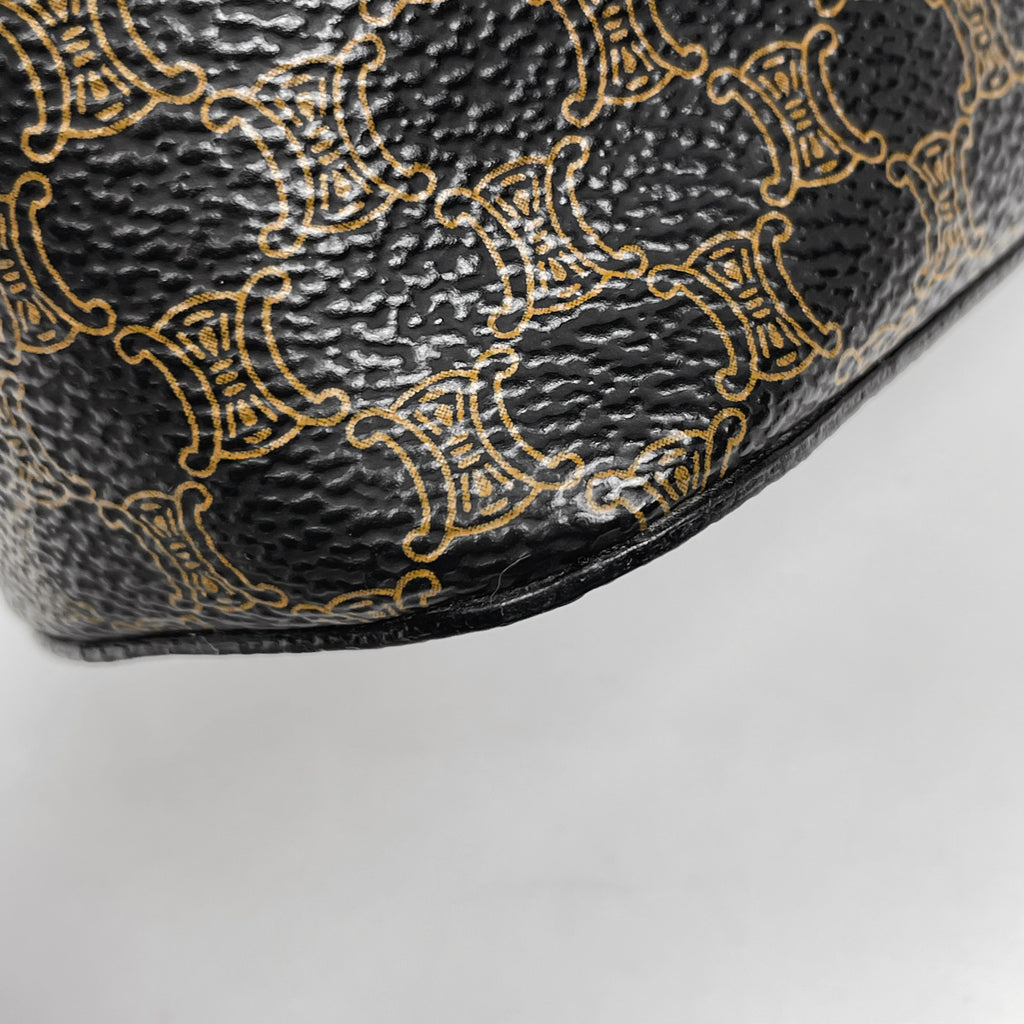 セリーヌ マカダム柄 バニティ バッグ ハンドバッグ メイク コスメ 小物入れ 化粧ポーチ コーティングキャンバス ブラック レディース 【中古】brbag