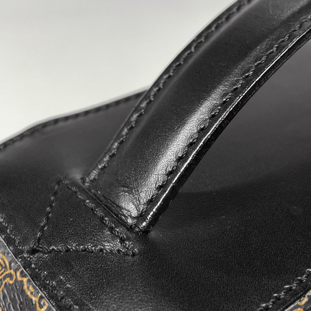 セリーヌ マカダム柄 バニティ バッグ ハンドバッグ メイク コスメ 小物入れ 化粧ポーチ コーティングキャンバス ブラック レディース 【中古】brbag