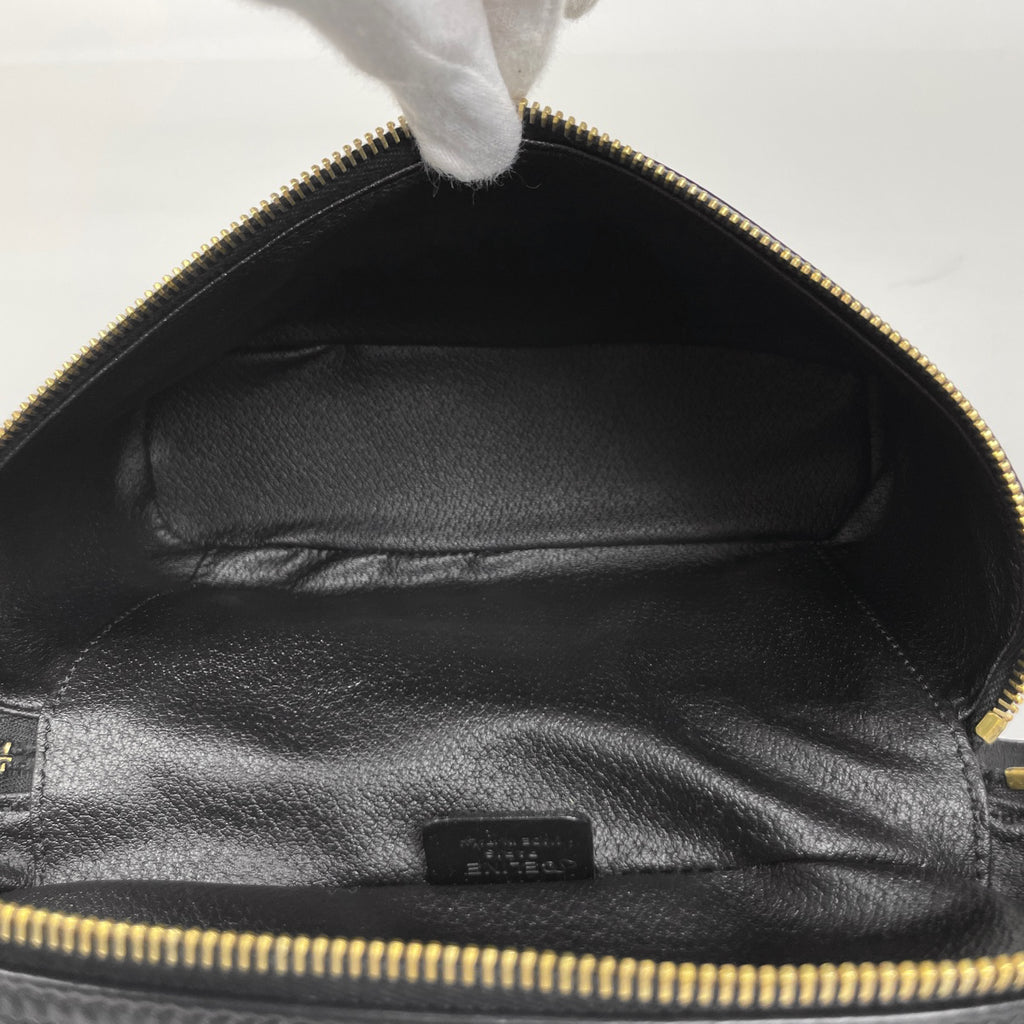 セリーヌ マカダム柄 バニティ バッグ ハンドバッグ メイク コスメ 小物入れ 化粧ポーチ コーティングキャンバス ブラック レディース 【中古】brbag