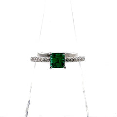 エメラルド デザインリング WG ホワイトゴールド 指輪 メレダイヤ ダイヤモンド リング 12号 K18 WG エメラルド レディース ノンブランドジュエリー 【中古】nbjwl