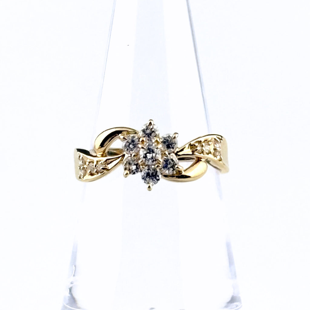 メレダイヤ デザインリング YG イエローゴールド 指輪 リング 14号 K18 ダイヤモンド レディース 【中古】nbjwl