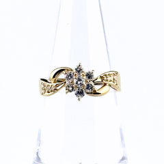 メレダイヤ デザインリング YG イエローゴールド 指輪 リング 14号 K18 ダイヤモンド レディース 【中古】nbjwl