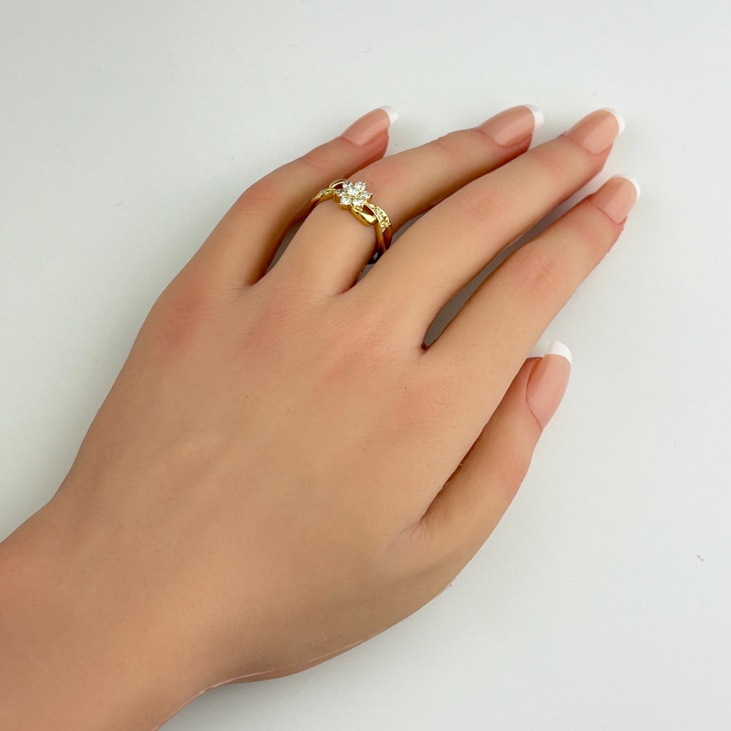 メレダイヤ デザインリング YG イエローゴールド 指輪 リング 14号 K18 ダイヤモンド レディース 【中古】nbjwl