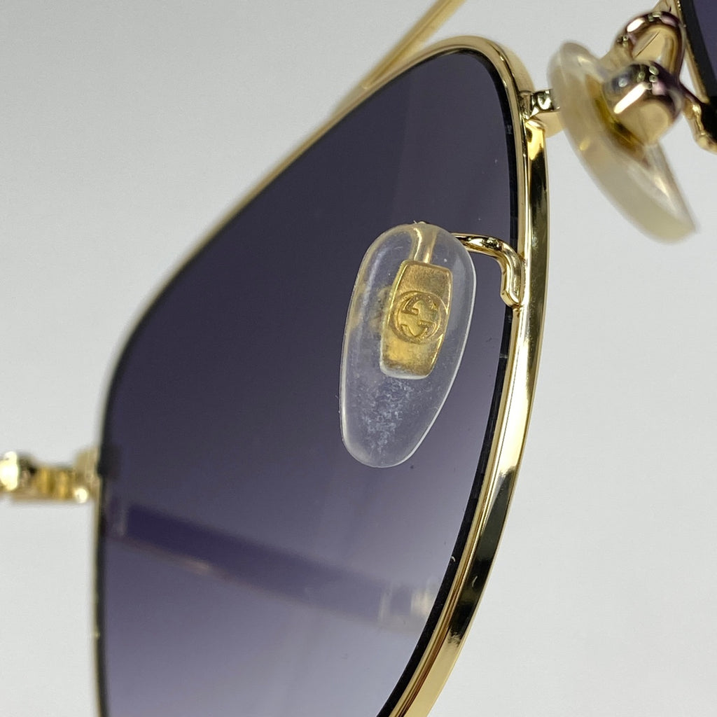 グッチ ロゴ サングラス ティアドロップ ビー サングラス GP プラスチック ゴールド ブラウン GG0410SK レディース 【中古】brbag