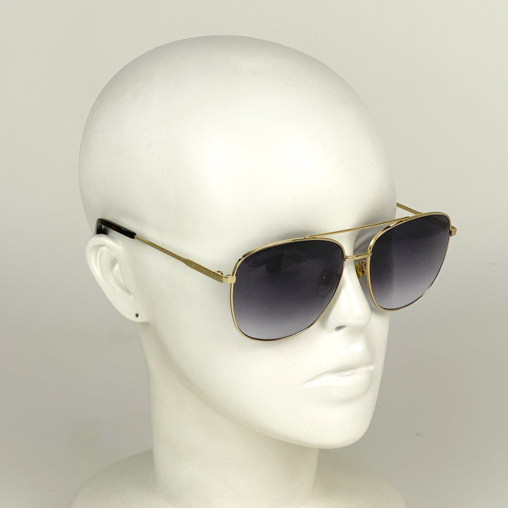 グッチ ロゴ サングラス ティアドロップ ビー サングラス GP プラスチック ゴールド ブラウン GG0410SK レディース 【中古】brbag