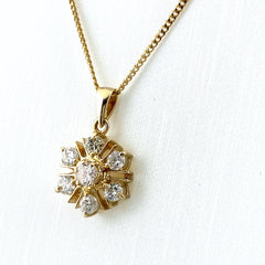 メレダイヤ デザインネックレス YG イエローゴールド ペンダント ネックレス K18 ダイヤモンド レディース 【中古】nbjwl