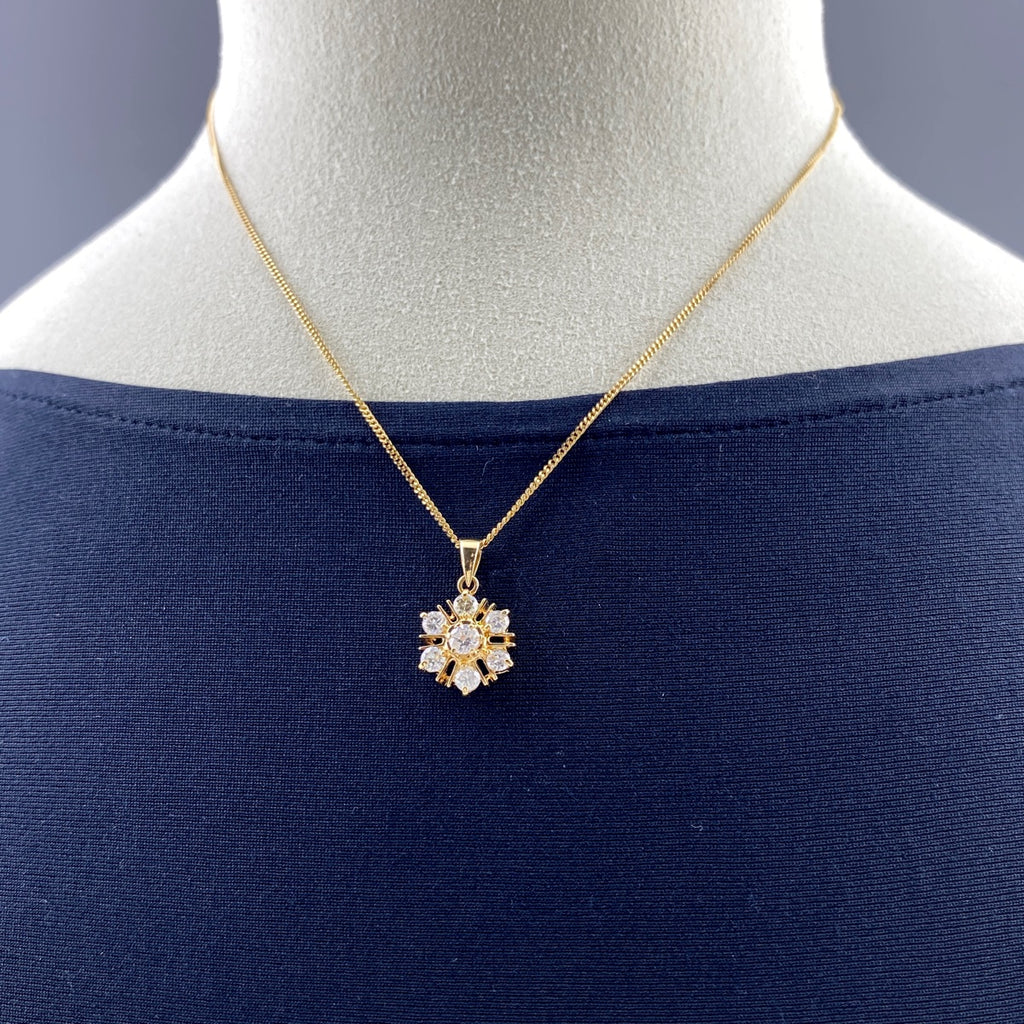 メレダイヤ デザインネックレス YG イエローゴールド ペンダント ネックレス K18 ダイヤモンド レディース 【中古】nbjwl