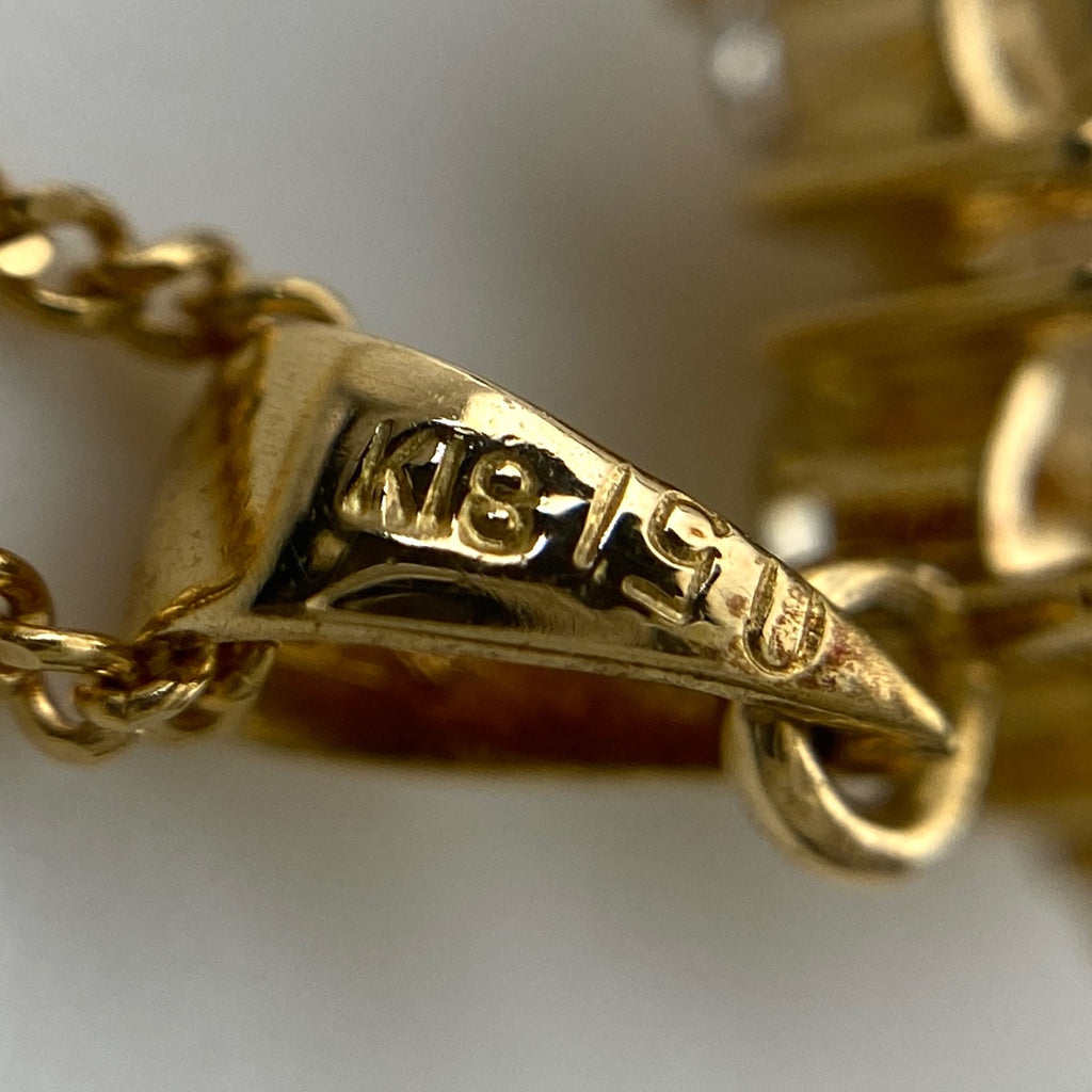 メレダイヤ デザインネックレス YG イエローゴールド ペンダント ネックレス K18 ダイヤモンド レディース 【中古】nbjwl