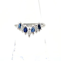 サファイア デザインリング プラチナ メレダイヤ 指輪 リング 14号 Pt850 サファイア ダイヤモンド レディース 【中古】nbjwl