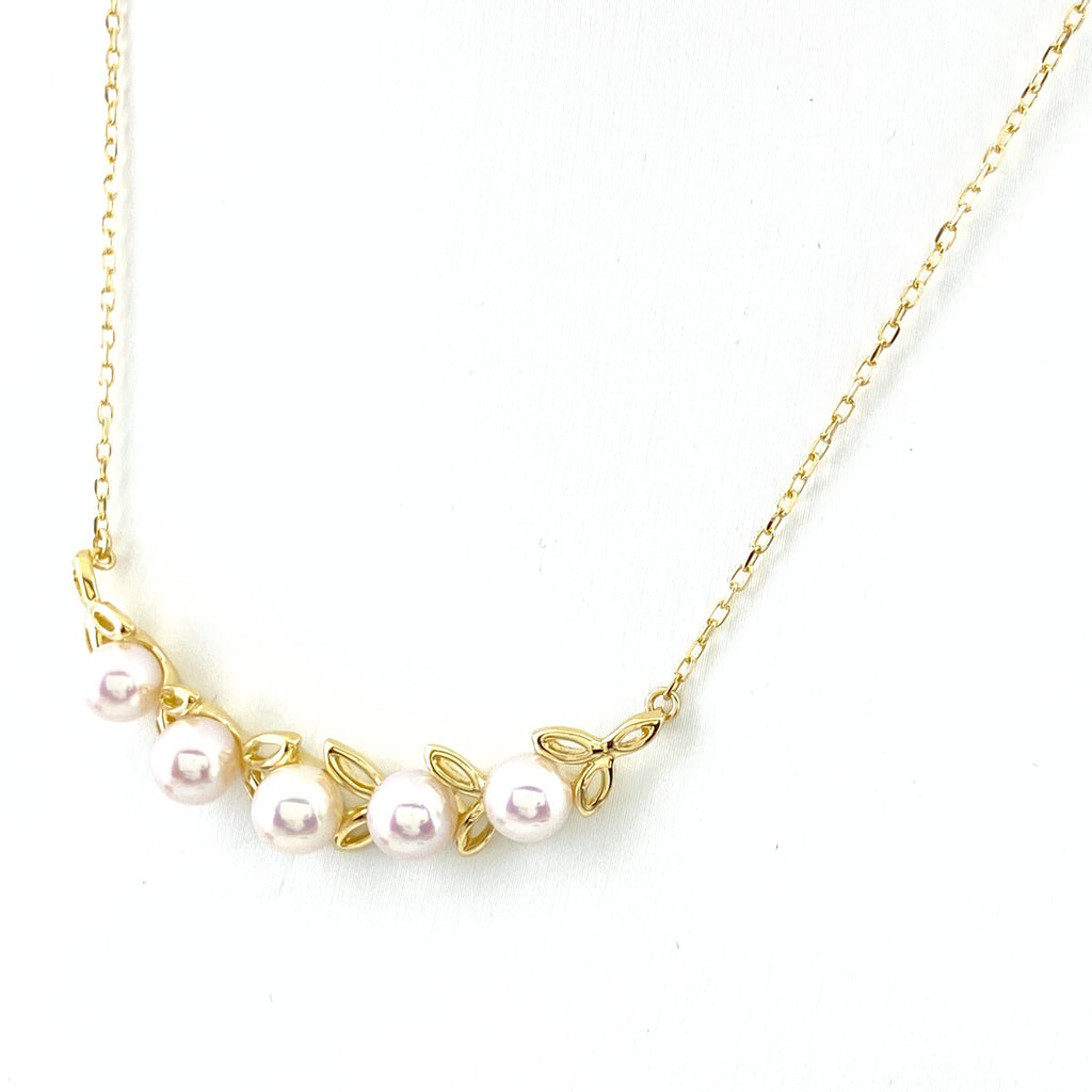 ミキモト パール デザインネックレス YG イエローゴールド ペンダント 真珠 ネックレス K18 パール レディース 【中古】brjwl