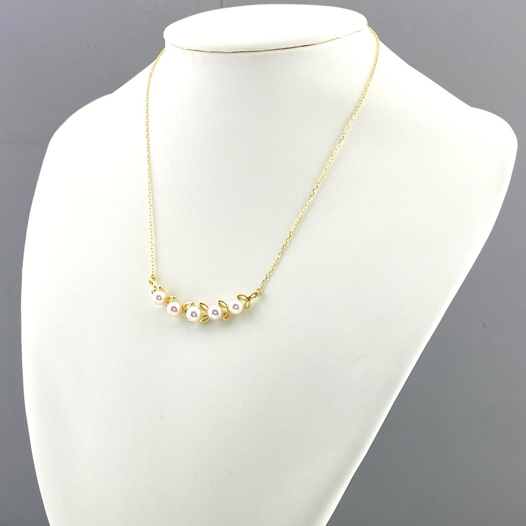 ミキモト パール デザインネックレス YG イエローゴールド ペンダント 真珠 ネックレス K18 パール レディース 【中古】brjwl