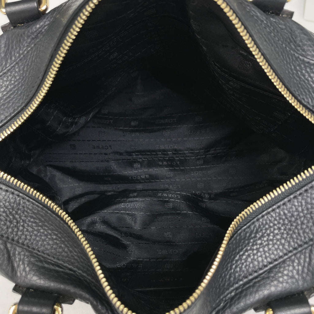 ロエベ アナグラム ハンドバッグ 2WAY ショルダーバッグ ミニボストン ハンドバッグ レザー ブラック レディース 【中古】brbag