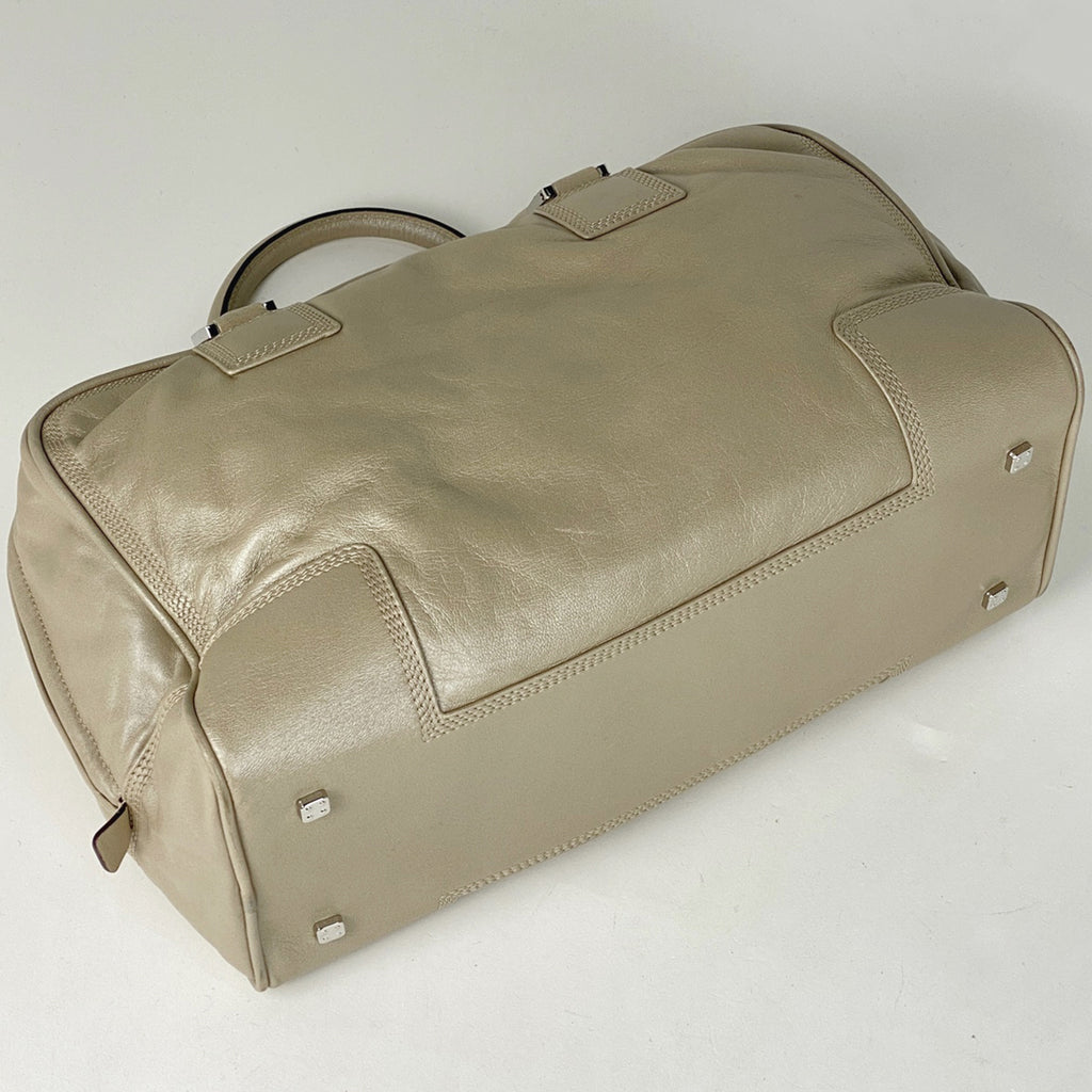 ロエベ アマソナ 36 アナグラム ハンドバッグ レザー ベージュ レディース 【中古】brbag