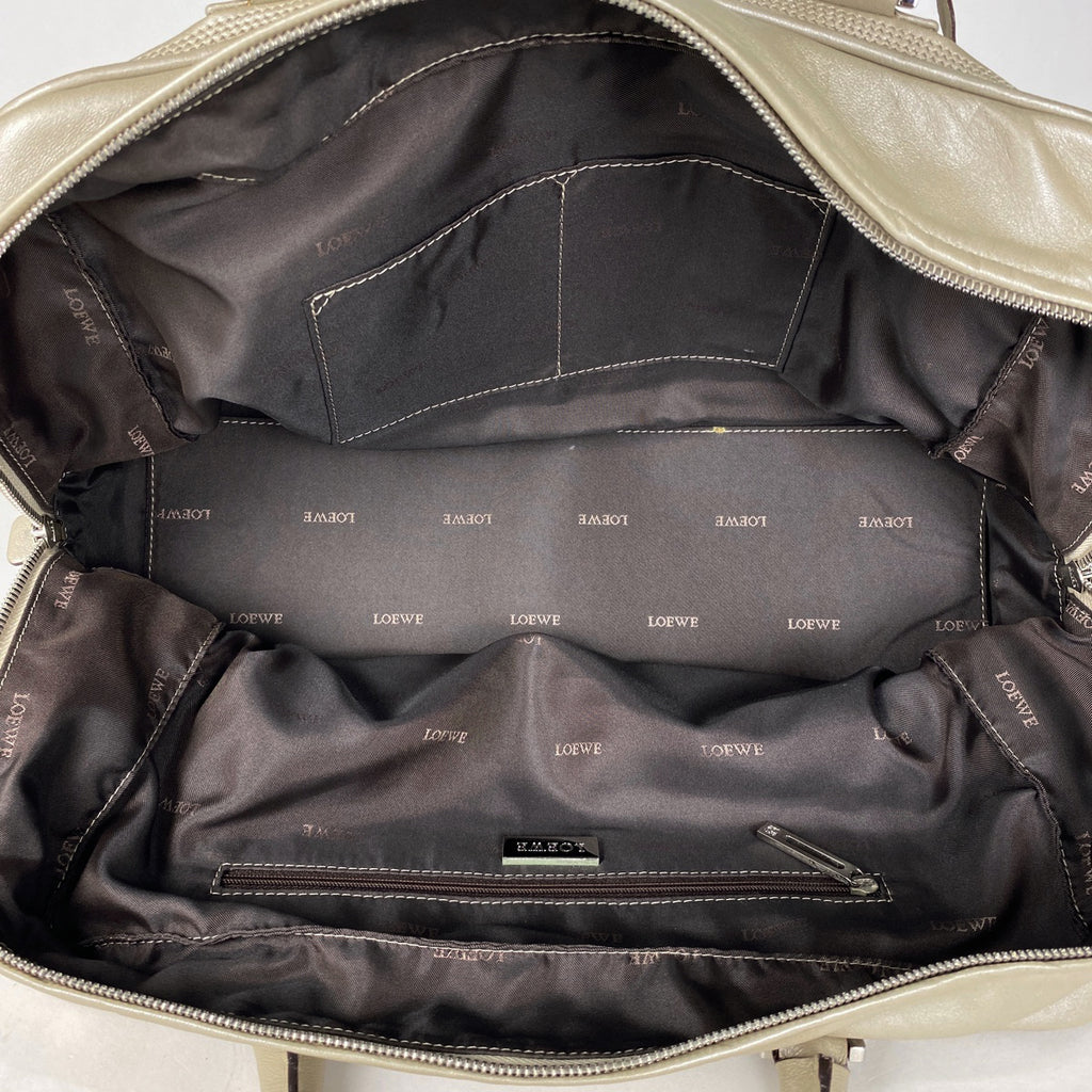 ロエベ アマソナ 36 アナグラム ハンドバッグ レザー ベージュ レディース 【中古】brbag