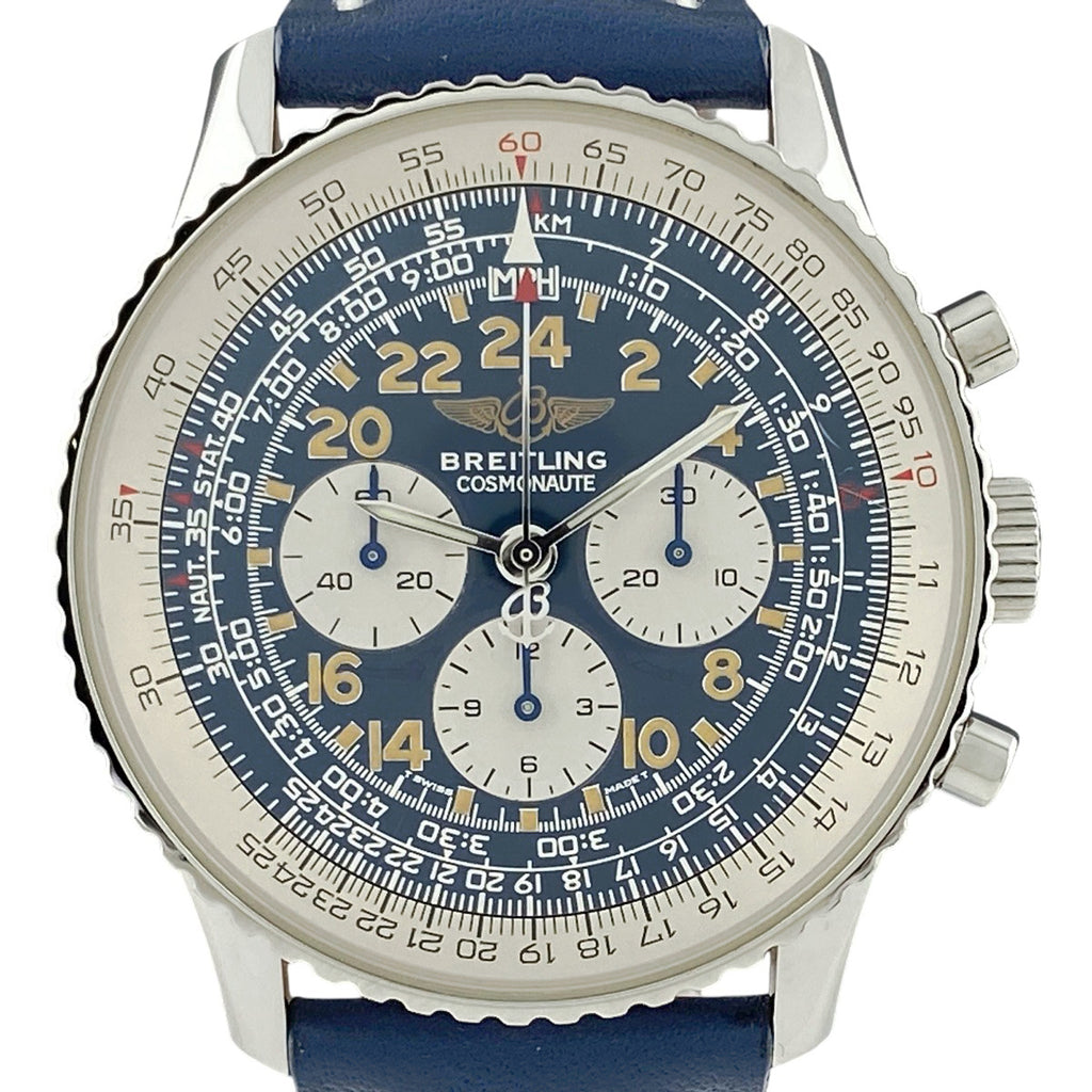 【OH済】ブライトリング ナビタイマー コスモノート A12022.1 腕時計 SS レザー 自動巻き ブルー メンズ 【中古】wtcbb