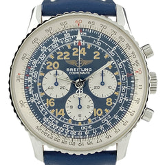 【OH済】ブライトリング ナビタイマー コスモノート A12022.1 腕時計 SS レザー 自動巻き ブルー メンズ 【中古】wtcbb