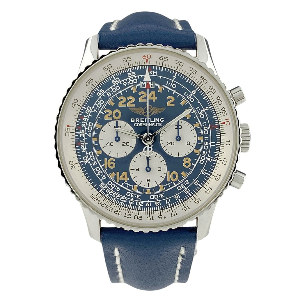 【OH済】ブライトリング ナビタイマー コスモノート A12022.1 腕時計 SS レザー 自動巻き ブルー メンズ 【中古】wtcbb