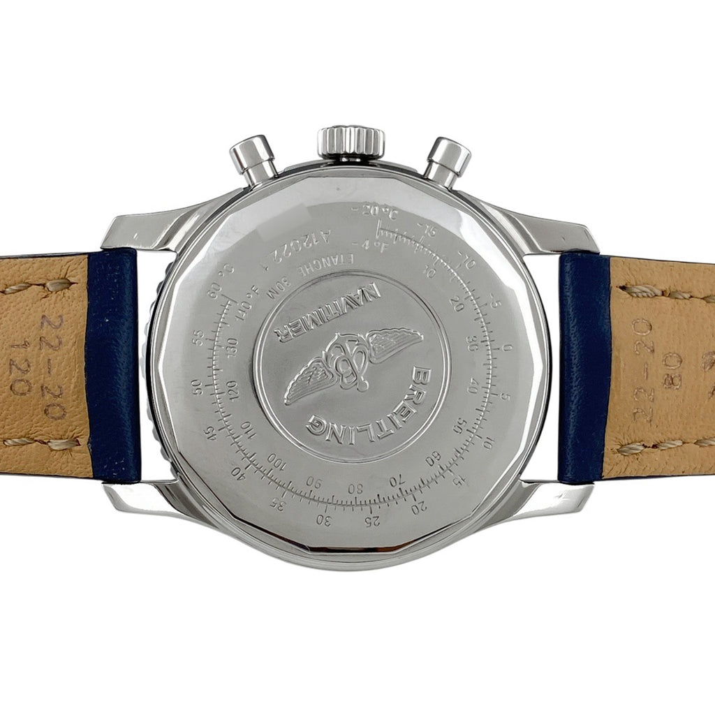 【OH済】ブライトリング ナビタイマー コスモノート A12022.1 腕時計 SS レザー 自動巻き ブルー メンズ 【中古】wtcbb