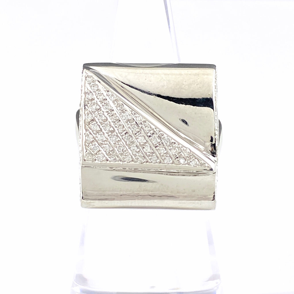 メレダイヤ デザインリング 指輪 リング 23.5号 K18 ダイヤモンド メンズ 【中古】nbjwl