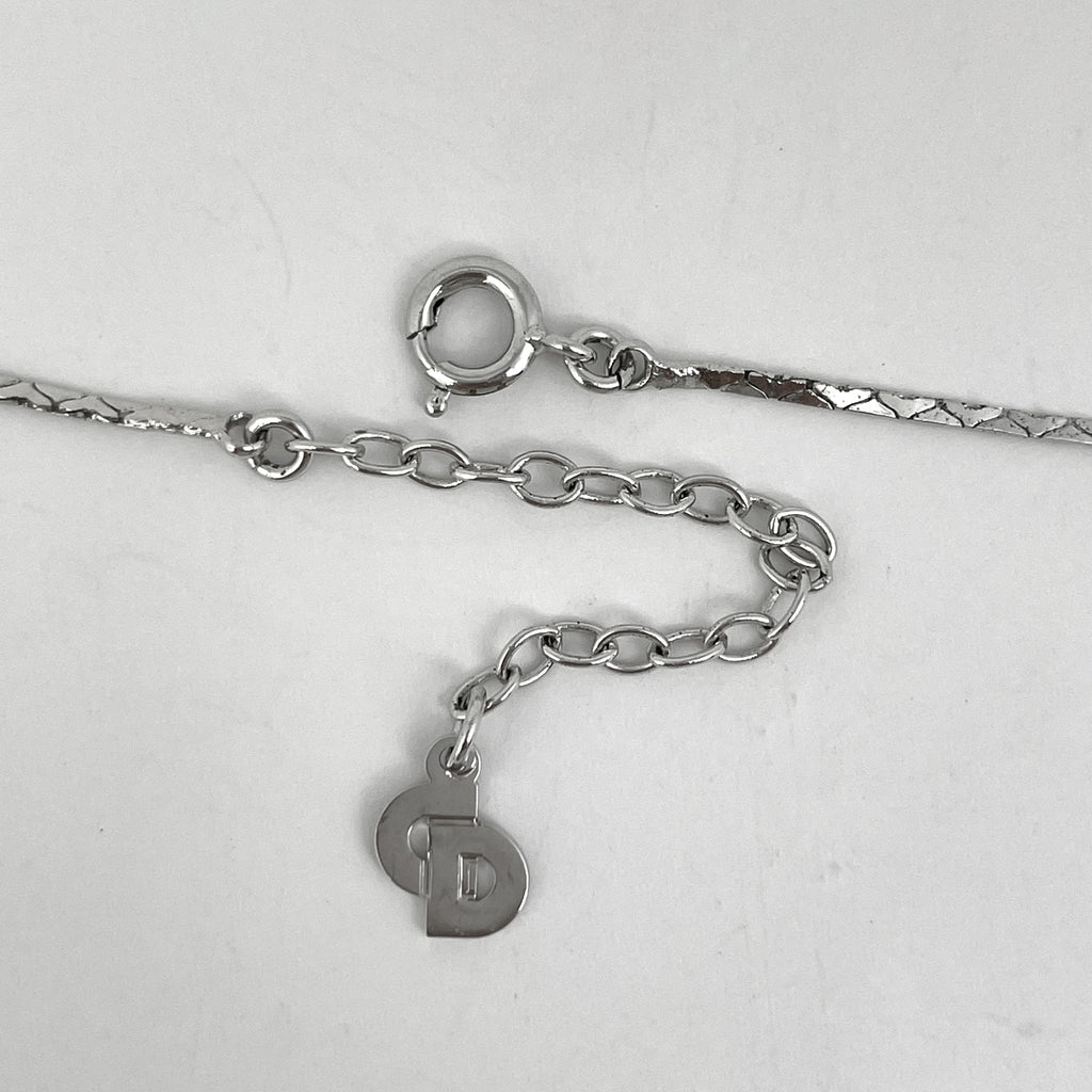 クリスチャンディオール バタフライモチーフ ラインストーン ネックレス 蝶々モチーフ ネックレス シルバーメッキ シルバー グリーン レディース 【中古】bracc