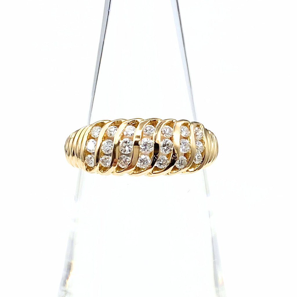 メレダイヤ デザインリング YG イエローゴールド 指輪 リング 11号 K18 ダイヤモンド レディース 【中古】nbjwl