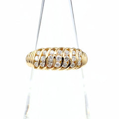 メレダイヤ デザインリング YG イエローゴールド 指輪 リング 11号 K18 ダイヤモンド レディース 【中古】nbjwl