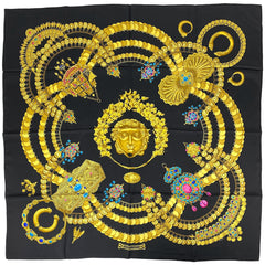 エルメス カレ 90 KOSMIMA 宇宙 スカーフ シルク ブラック マルチカラー レディース 【中古】brbag