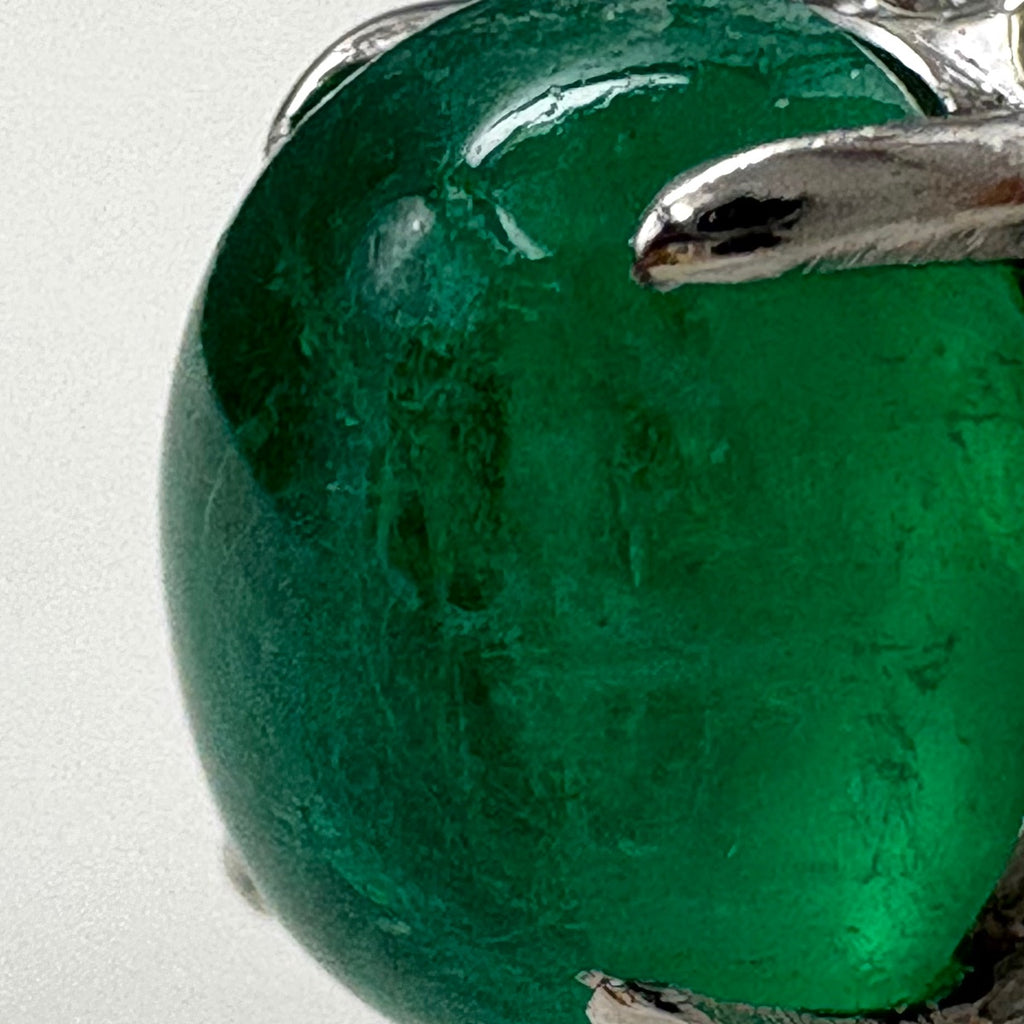 エメラルド デザインリング プラチナ 指輪 メレダイヤ リング 17号 Pt900 エメラルド ダイヤモンド レディース 【中古】nbjwl