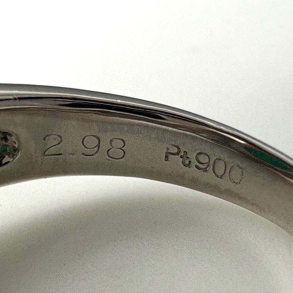 エメラルド デザインリング プラチナ 指輪 メレダイヤ リング 17号 Pt900 エメラルド ダイヤモンド レディース 【中古】nbjwl