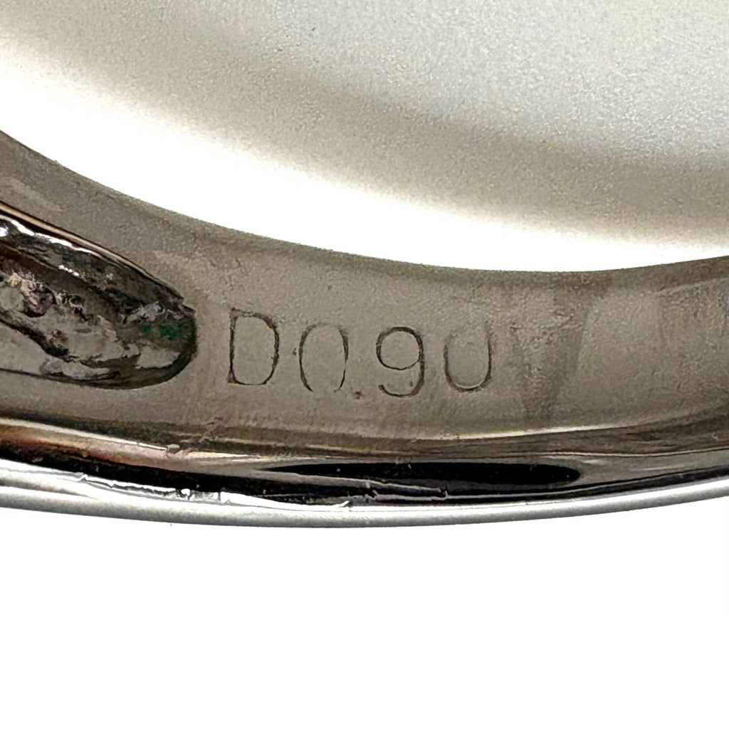 エメラルド デザインリング プラチナ 指輪 メレダイヤ リング 17号 Pt900 エメラルド ダイヤモンド レディース 【中古】nbjwl