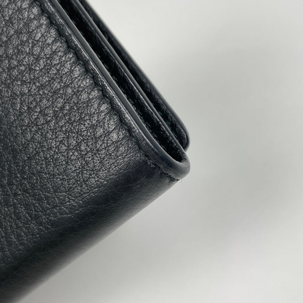 バレンシアガ ペーパー ミニ ウォレット ロゴ 三つ折り財布 レザー ブラック 391446 レディース 【中古】brbag