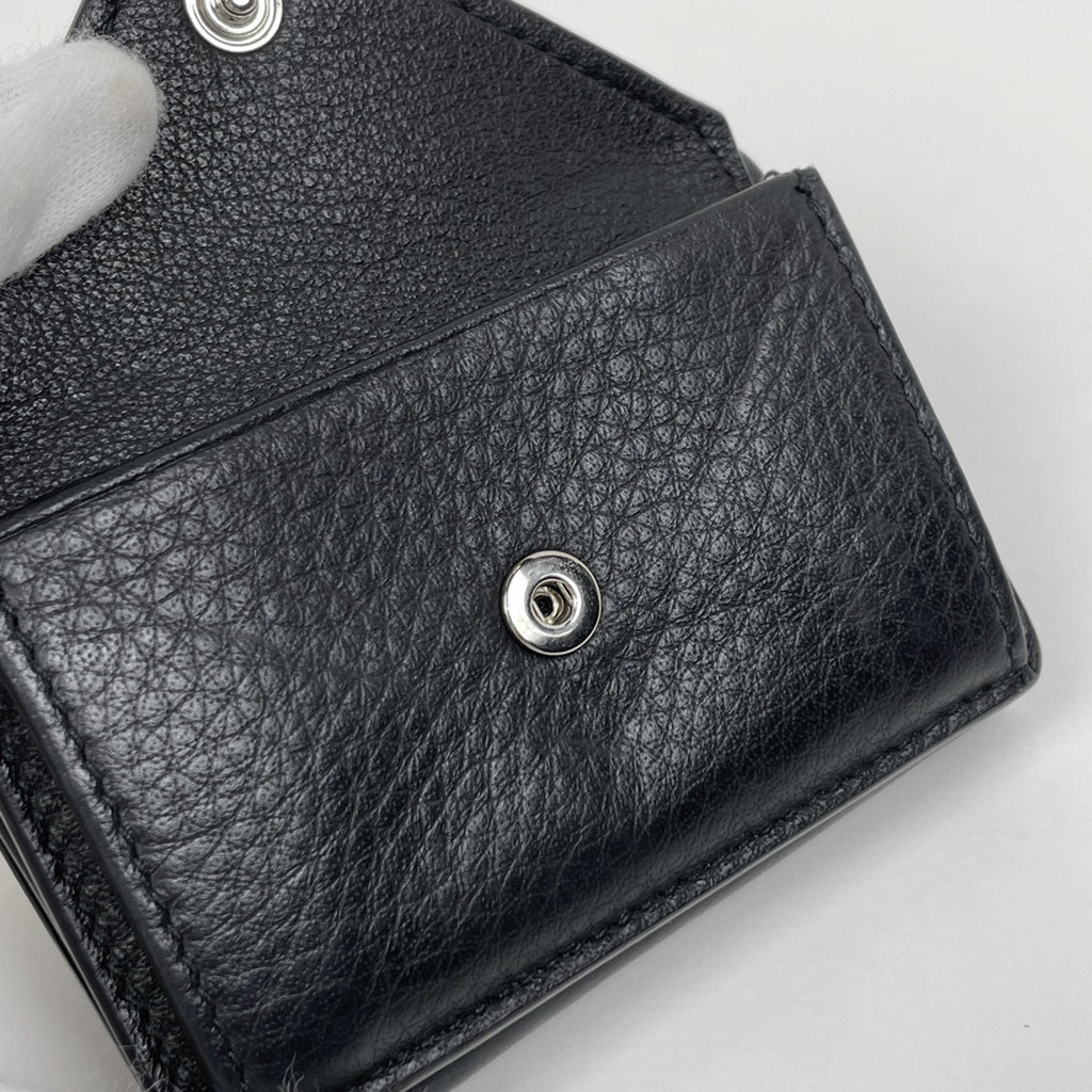 バレンシアガ ペーパー ミニ ウォレット ロゴ 三つ折り財布 レザー ブラック 391446 レディース 【中古】brbag