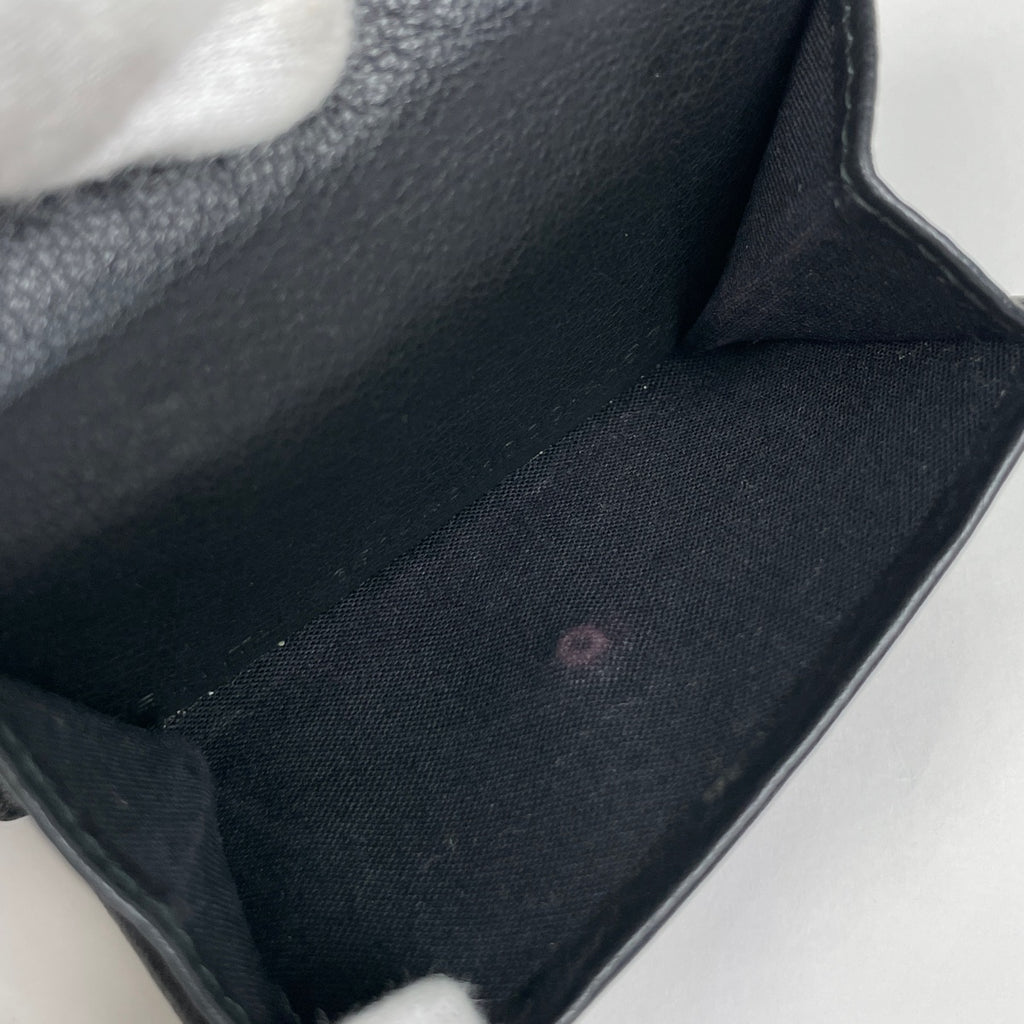 バレンシアガ ペーパー ミニ ウォレット ロゴ 三つ折り財布 レザー ブラック 391446 レディース 【中古】brbag