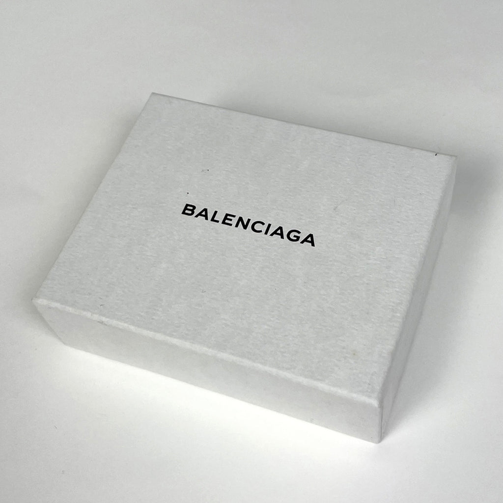 バレンシアガ ペーパー ミニ ウォレット ロゴ 三つ折り財布 レザー ブラック 391446 レディース 【中古】brbag