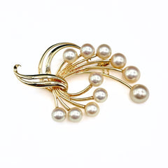 ミキモト パール デザインブローチ YG イエローゴールド 真珠 ブローチ K14 パール レディース ブランドジュエリー 【中古】brjwl