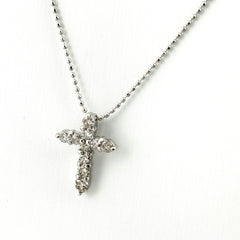 クロスモチーフ デザインネックレス プラチナ ペンダント メレダイヤ 十字架 ネックレス Pt900 Pt850 ダイヤモンド レディース ノンブランドジュエリー 【中古】nbjwl