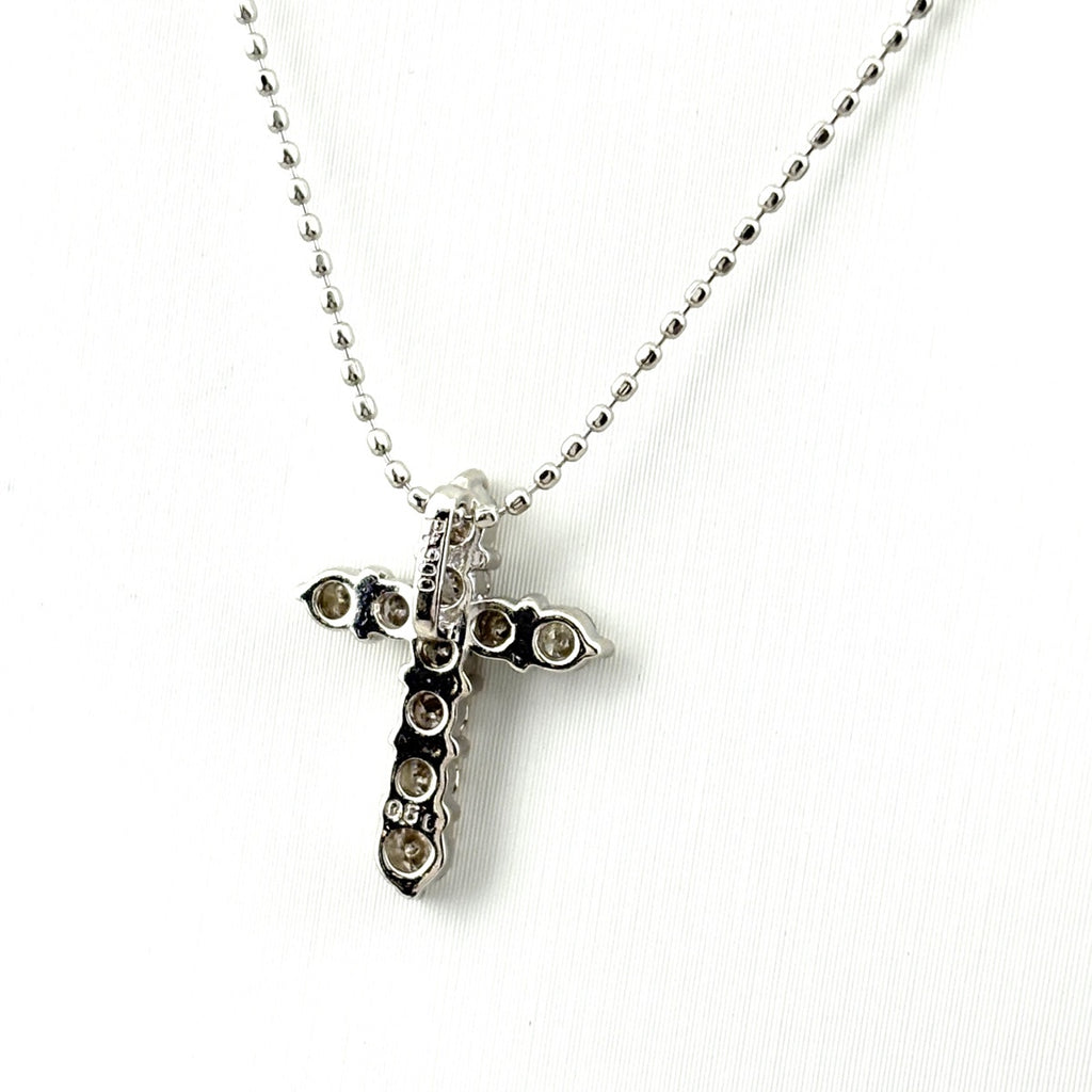 クロスモチーフ デザインネックレス プラチナ ペンダント メレダイヤ