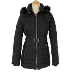 マイケルコース ジップアップ ジャケット フード ベルト付き フェイクファー アウター ブラック レディース 【中古】brapp