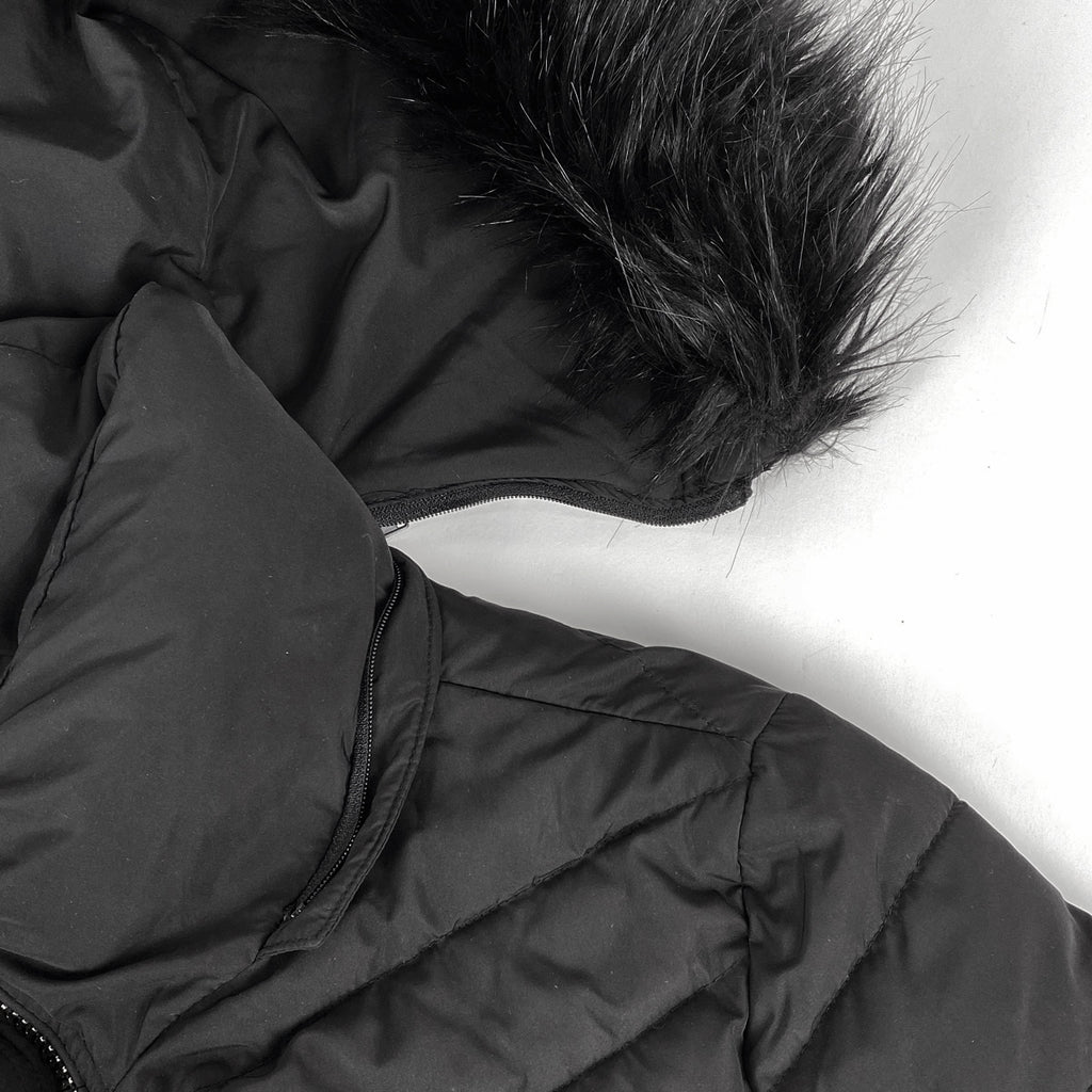 マイケルコース ジップアップ ジャケット フード ベルト付き フェイクファー アウター ブラック レディース 【中古】brapp